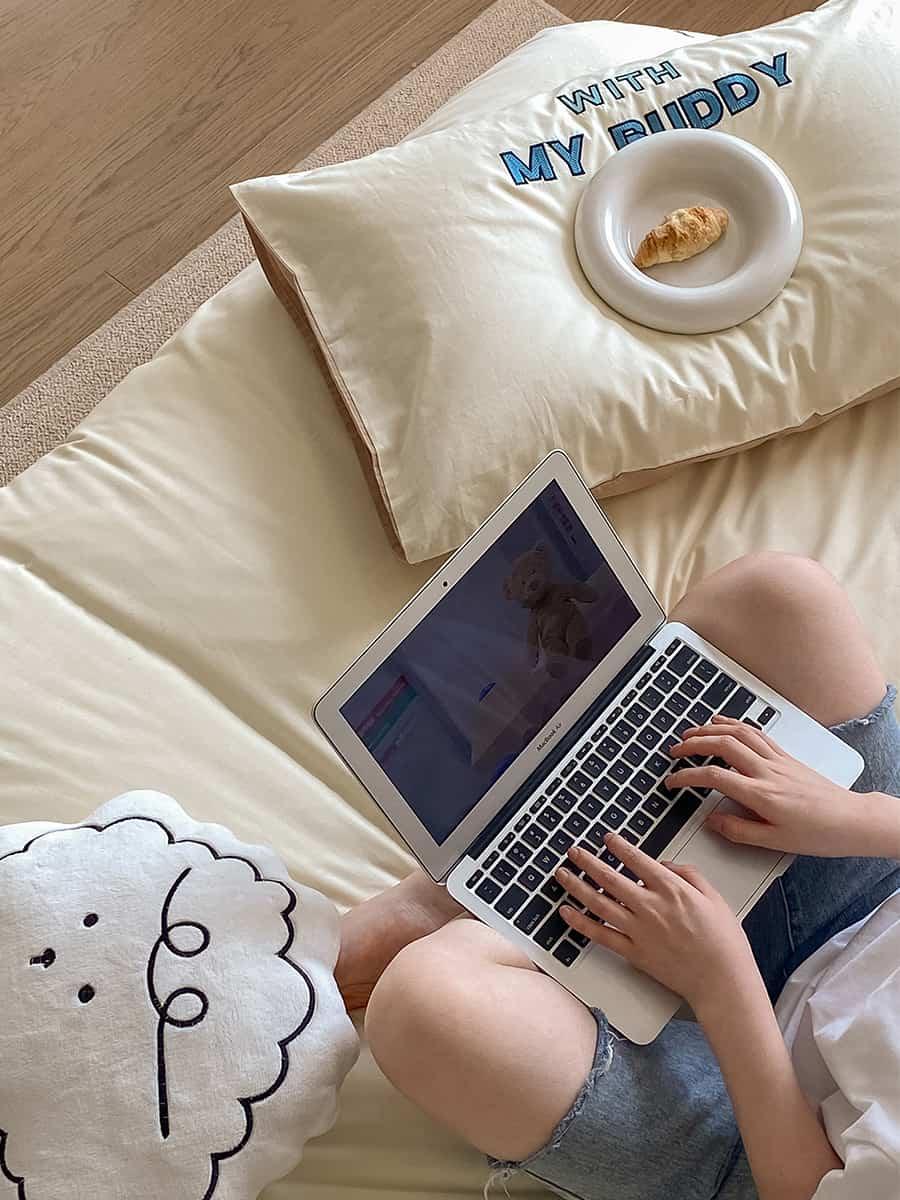 Bộ chăn ga gối cotton thêu hoạt hình Puppy MM6768 6