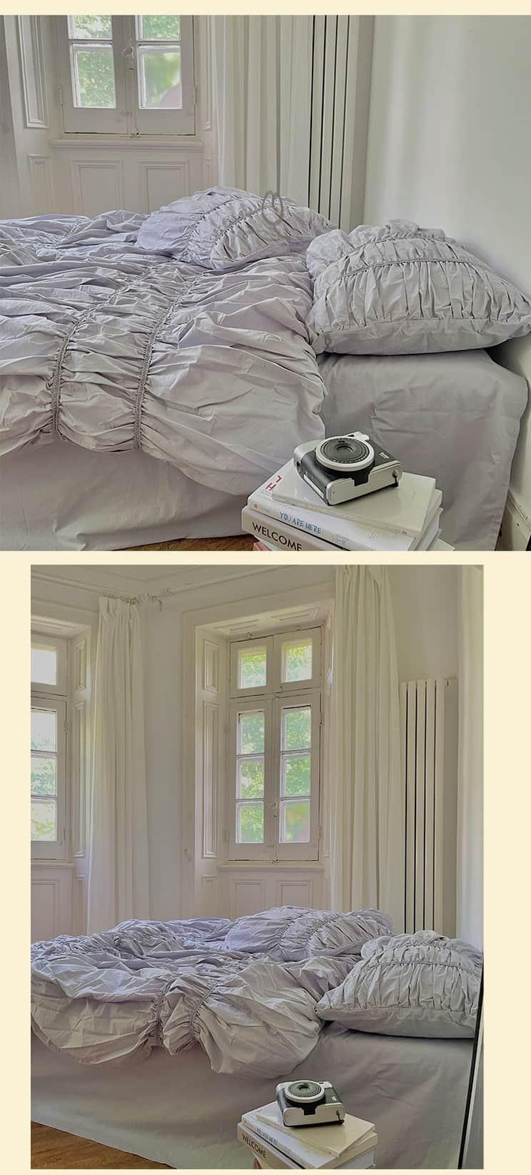 Bộ chăn ga gối cotton xếp li màu trà sữa MM5130 3 Bộ chăn ga gối cotton xếp li màu trà sữa MM5130 7