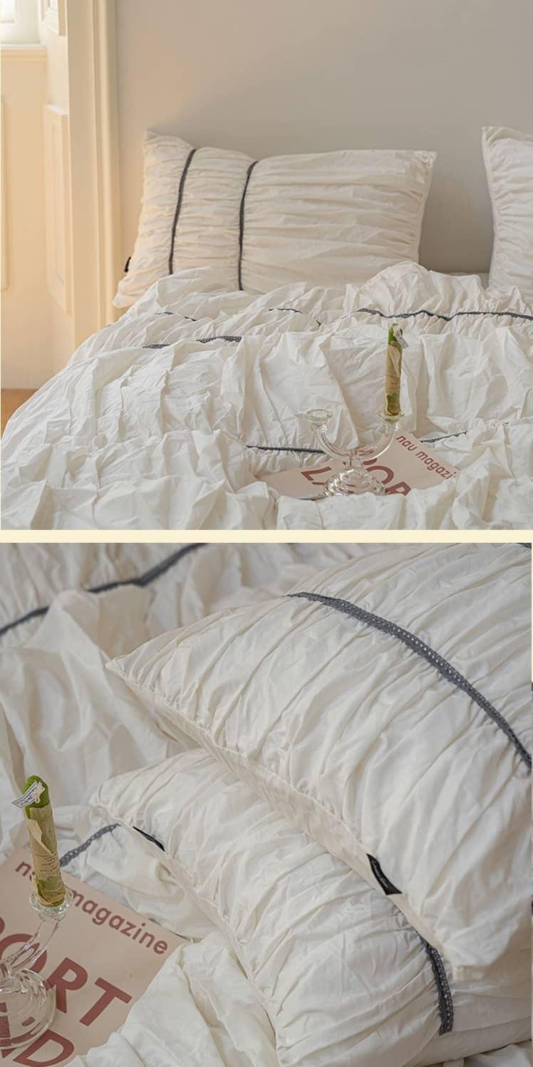 Bộ chăn ga gối cotton xếp li màu trà sữa MM5130 5 Bộ chăn ga gối cotton xếp li màu trà sữa MM5130 8