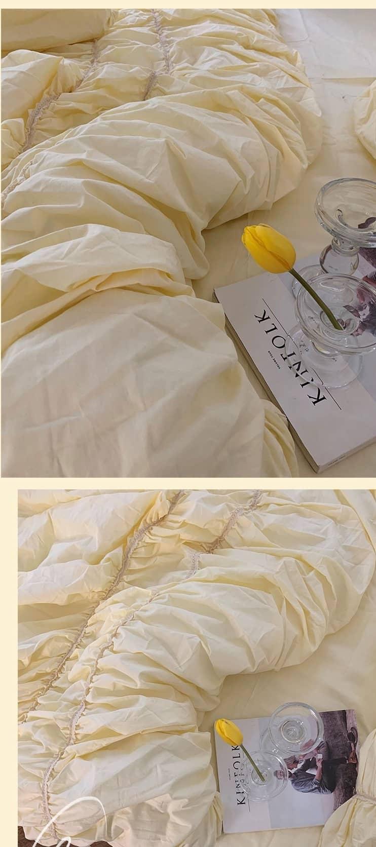 Bộ chăn ga gối cotton xếp li màu trà sữa MM5130 6 Bộ chăn ga gối cotton xếp li màu trà sữa MM5130 9