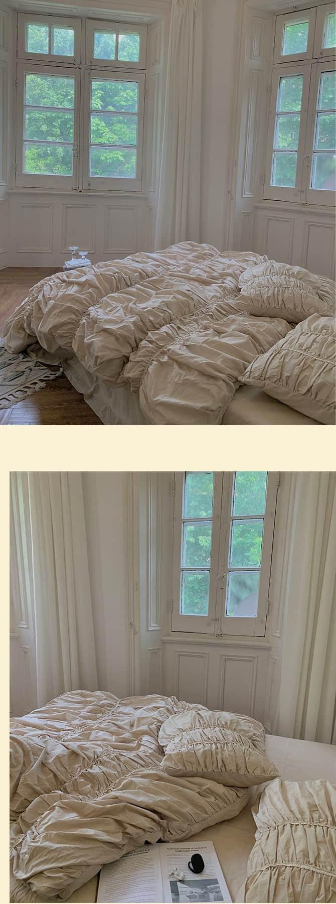 Bộ chăn ga gối cotton xếp li màu trà sữa MM5130 7 Bộ chăn ga gối cotton xếp li màu trà sữa MM5130 10