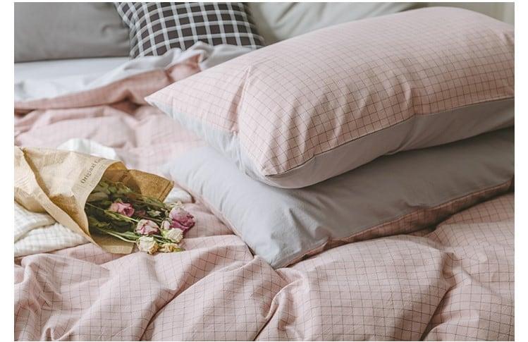 Bộ chăn ga gối họa tiết caro sang trọng MM3607B 6