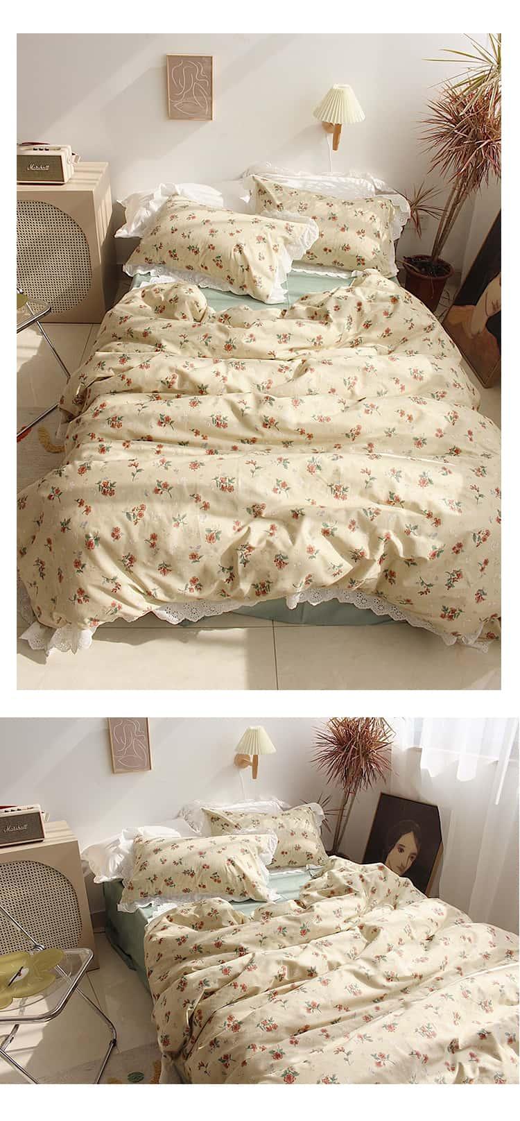 Bộ chăn ga gối họa tiết hoa đỏ thanh lịch MM4821 5