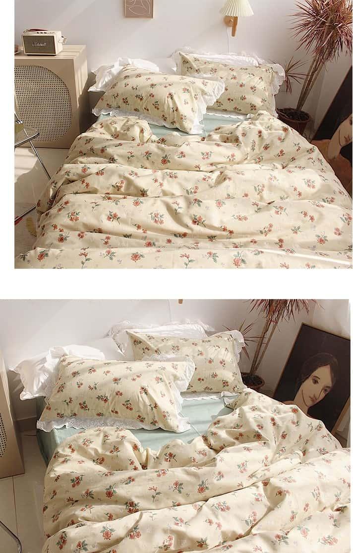 Bộ chăn ga gối họa tiết hoa đỏ thanh lịch MM4821 6