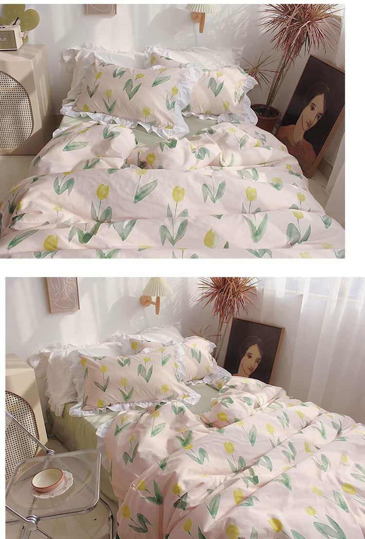 Bộ chăn ga gối họa tiết hoa Tulip vàng MM7171 5 Bộ chăn ga gối họa tiết hoa Tulip vàng MM7171 9