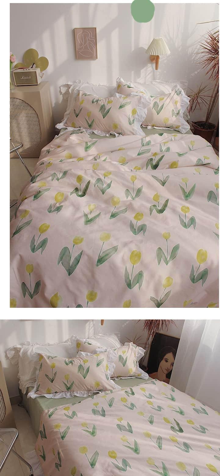 Bộ chăn ga gối họa tiết hoa Tulip vàng MM7171 8 Bộ chăn ga gối họa tiết hoa Tulip vàng MM7171 11