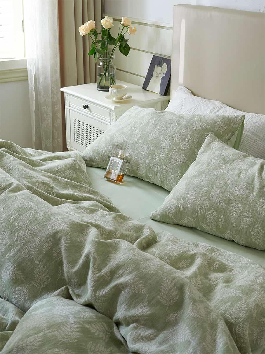 Bộ chăn ga gối họa tiết lá dương xỉ MM9528B 1 Bộ chăn ga gối họa tiết lá dương xỉ MM9528B 4