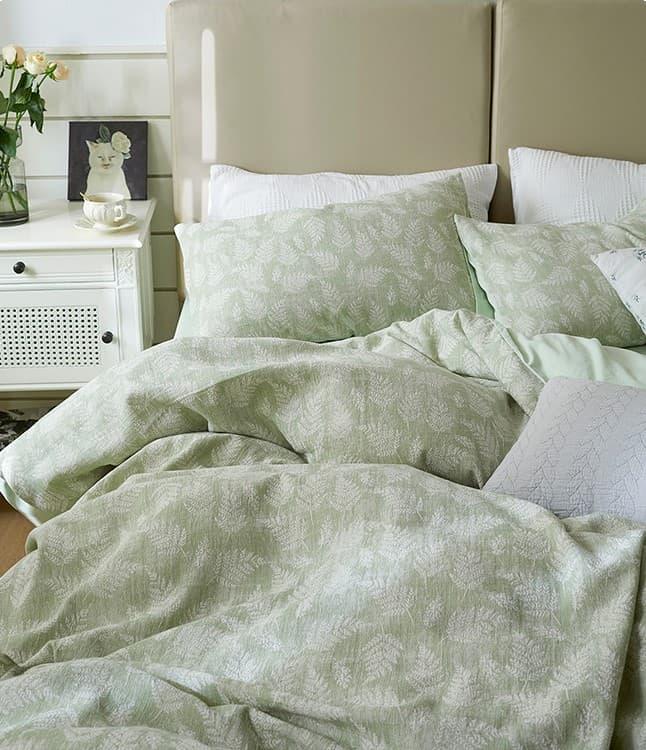 Bộ chăn ga gối họa tiết lá dương xỉ MM9528B 2 Bộ chăn ga gối họa tiết lá dương xỉ MM9528B 5