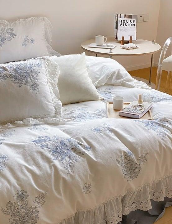 Bộ chăn ga gối họa tiết thêu sang trọng MM7326 5