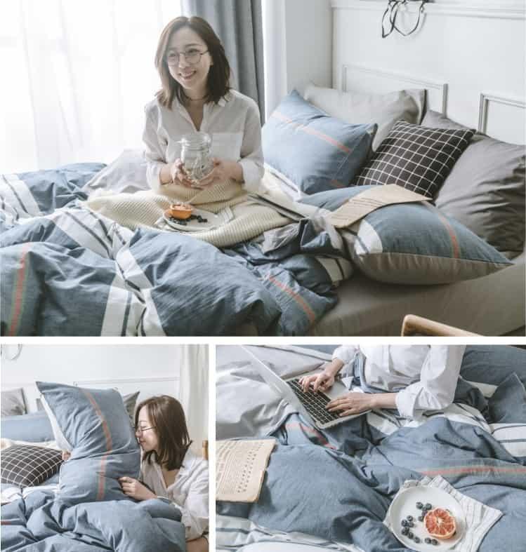 Bộ chăn ga gối màu xanh thanh lịch MM3607C 4