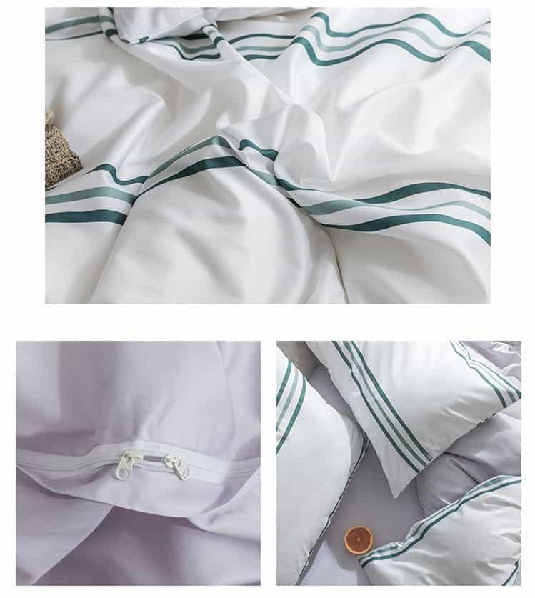 Bộ chăn ga gối nệm sọc xanh trẻ trung MM7473C 3