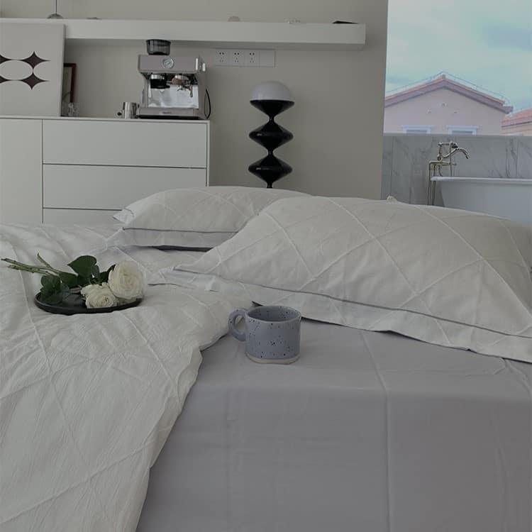 Bộ chăn ga gối nhuộm sợi họa tiết hình thoi MM1884 4