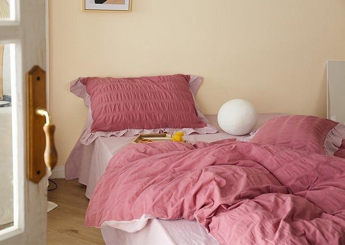 Bộ ga giường cotton đồng màu seersucker MM0888 5