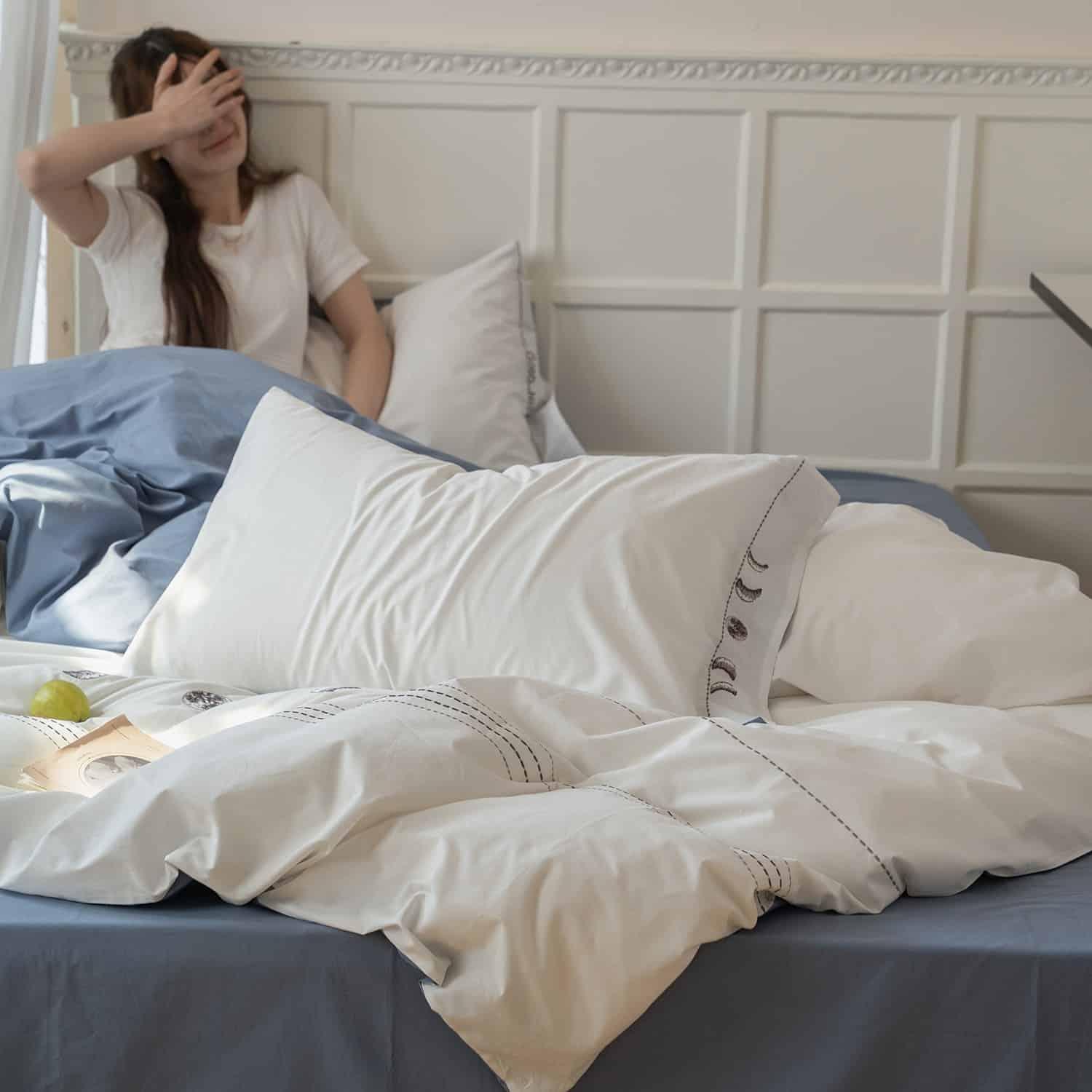 Bộ ga giường họa tiết thêu trăng non ZH6141 10