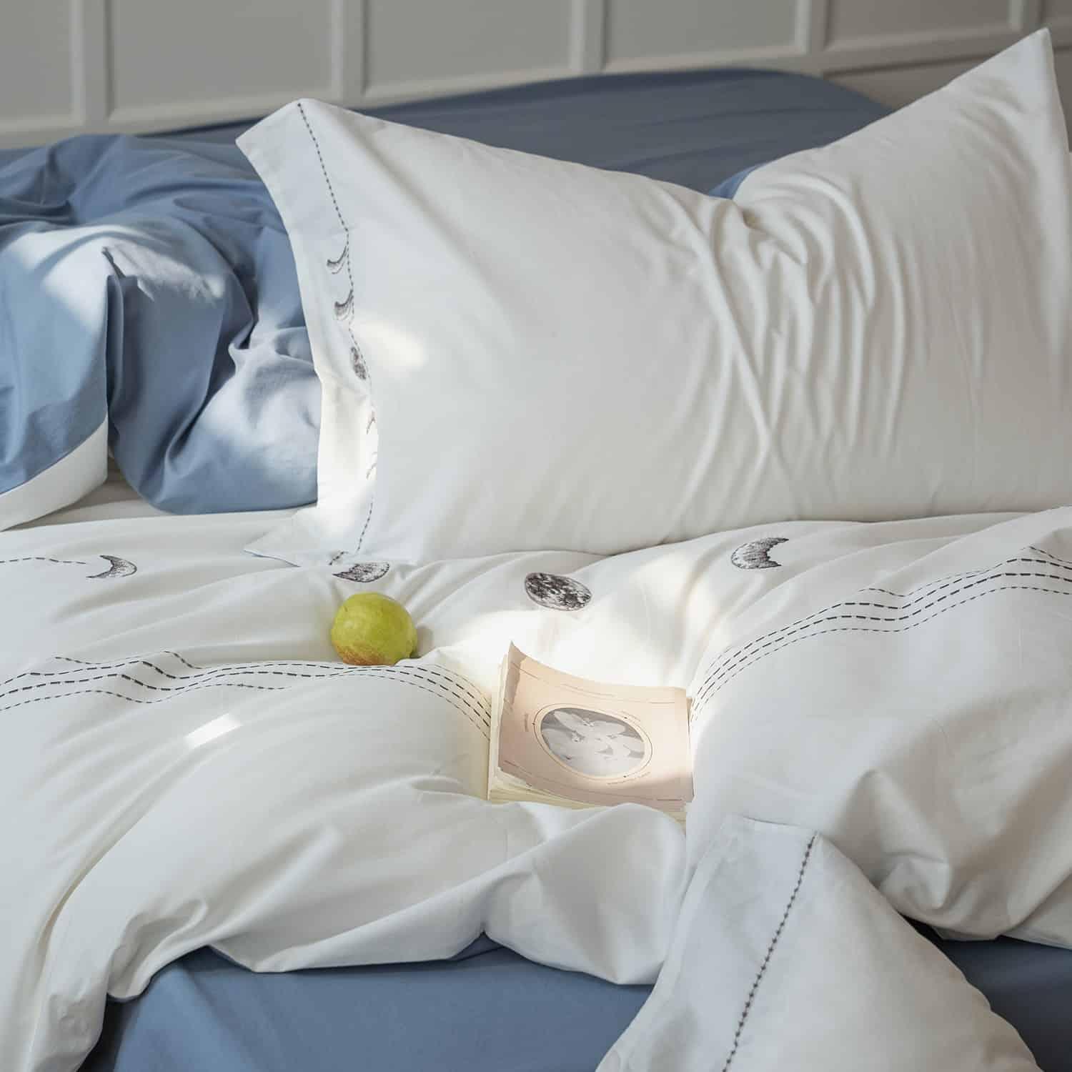 Bộ ga giường họa tiết thêu trăng non ZH6141 6