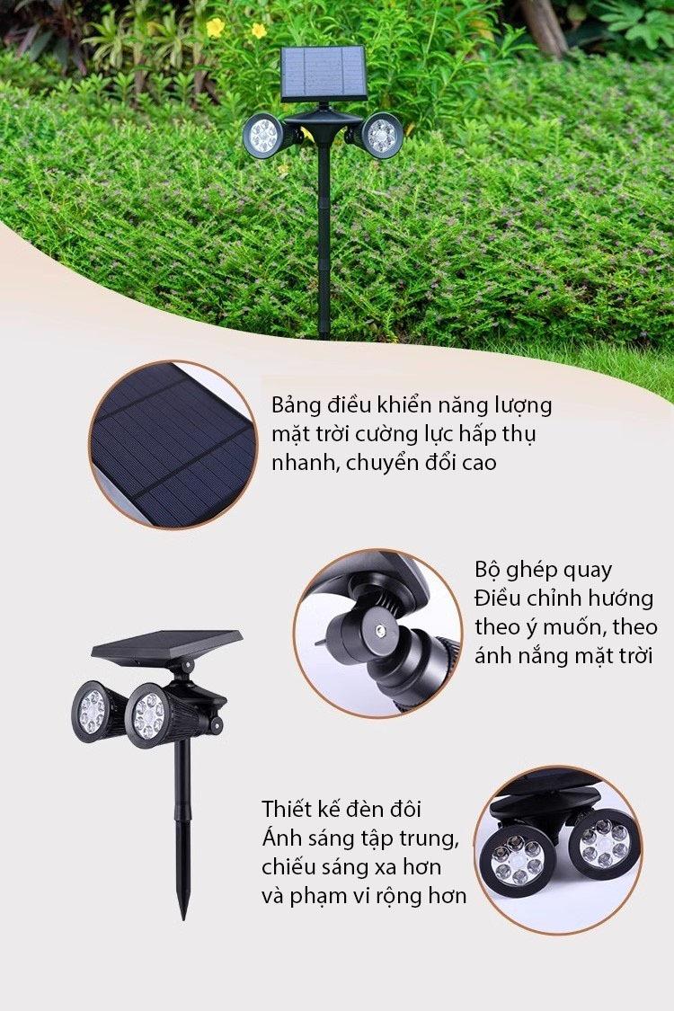 Đèn cắm cỏ năng lượng mặt trời hai đầu sáng YD1241 13