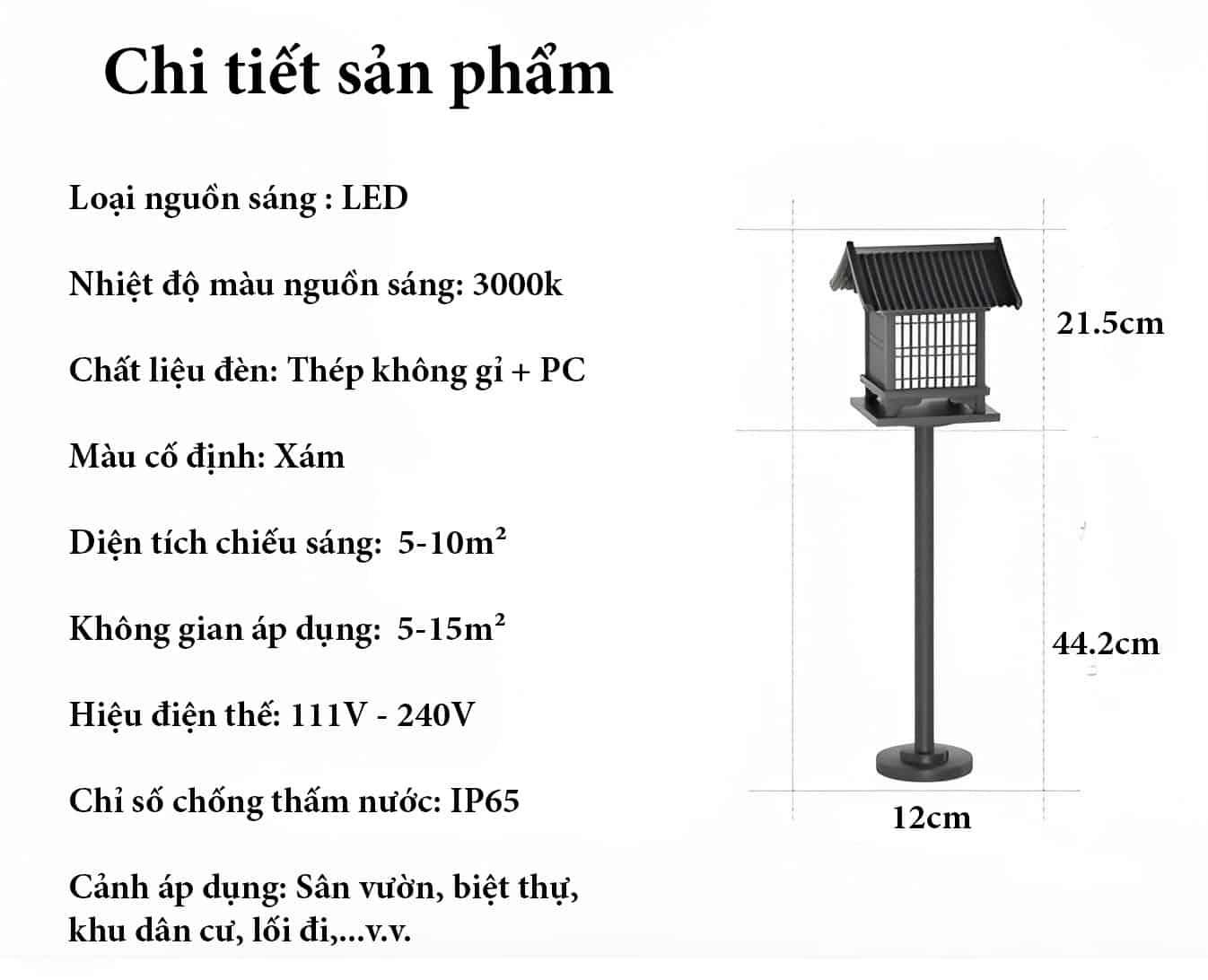 Đèn cột chiếu sáng lối đi phong cách cổ điển C3037A 15