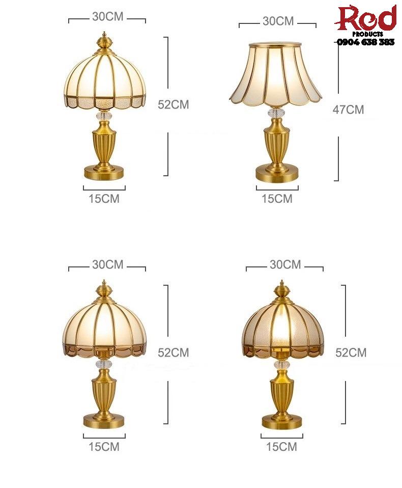 Đèn để bàn bằng đồng chụp đèn lồng thủy tinh D676 15