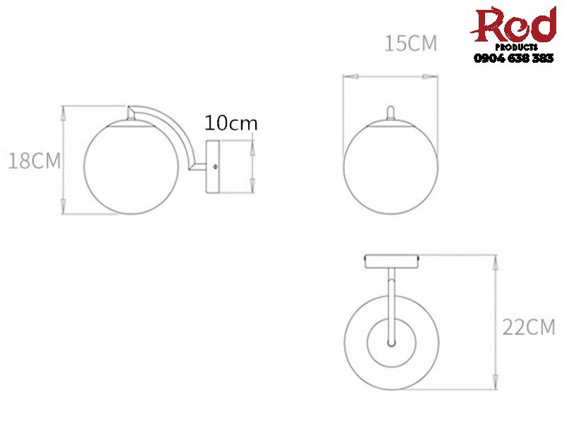 Đèn gắn tường quả cầu thủy tinh trong suốt ZDL1822 8