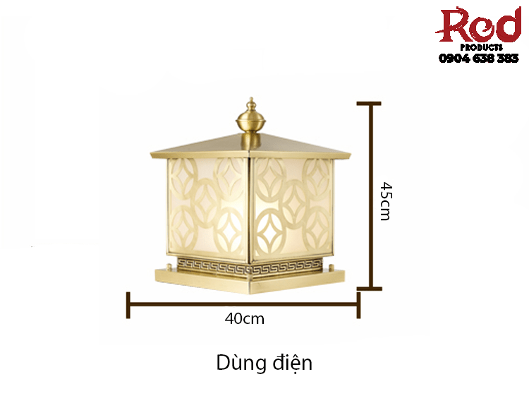 Đèn trụ bằng đồng biểu tượng hoa văn như ý SH7262 9