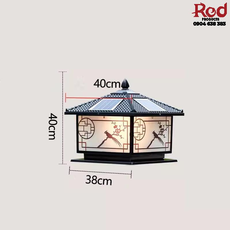 Đèn trụ năng lượng mặt trời họa tiết chim hồng tước TY6076 12