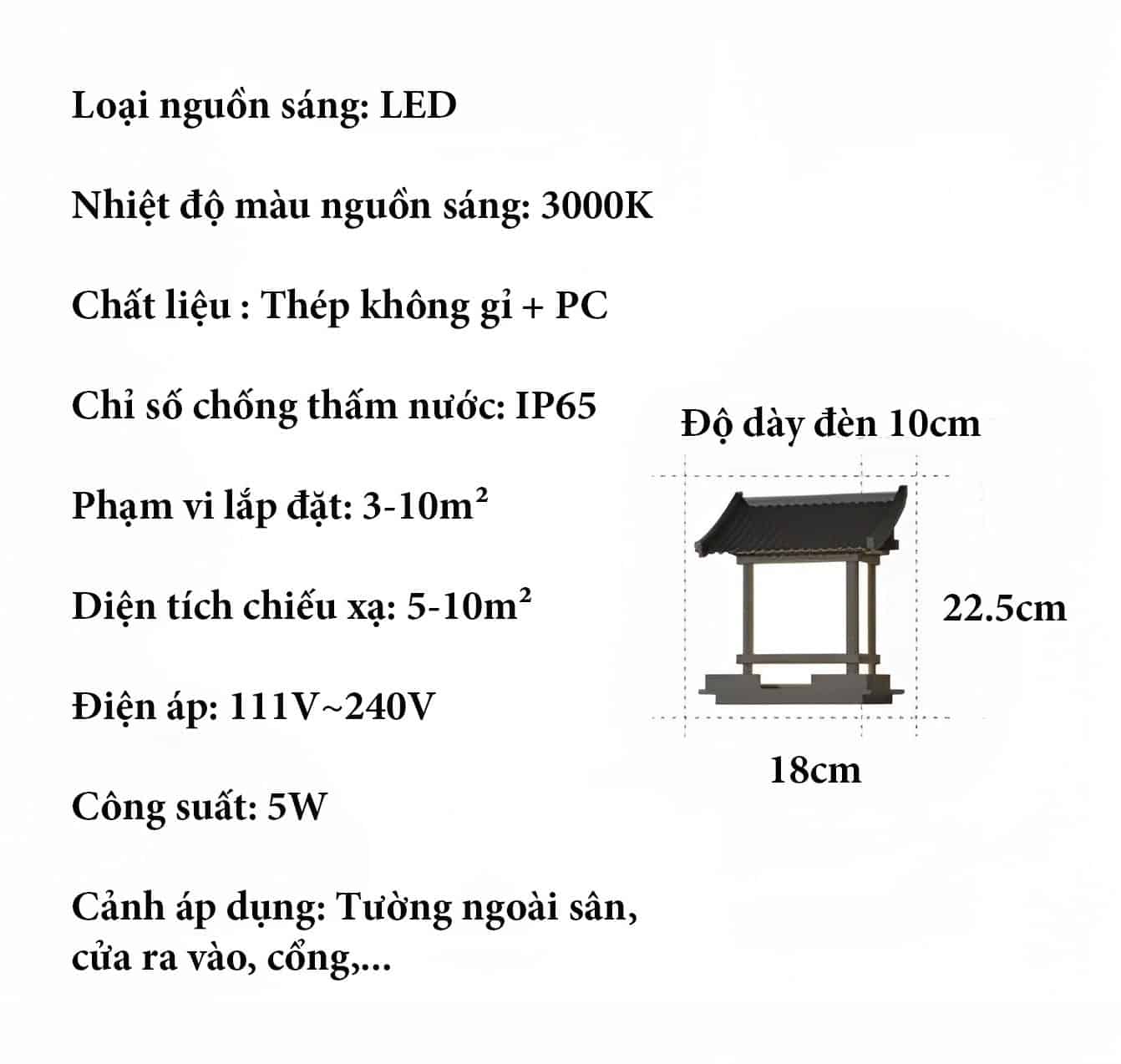 Đèn tường gắn trụ cổng ngoại thất sân vườn B1162 17