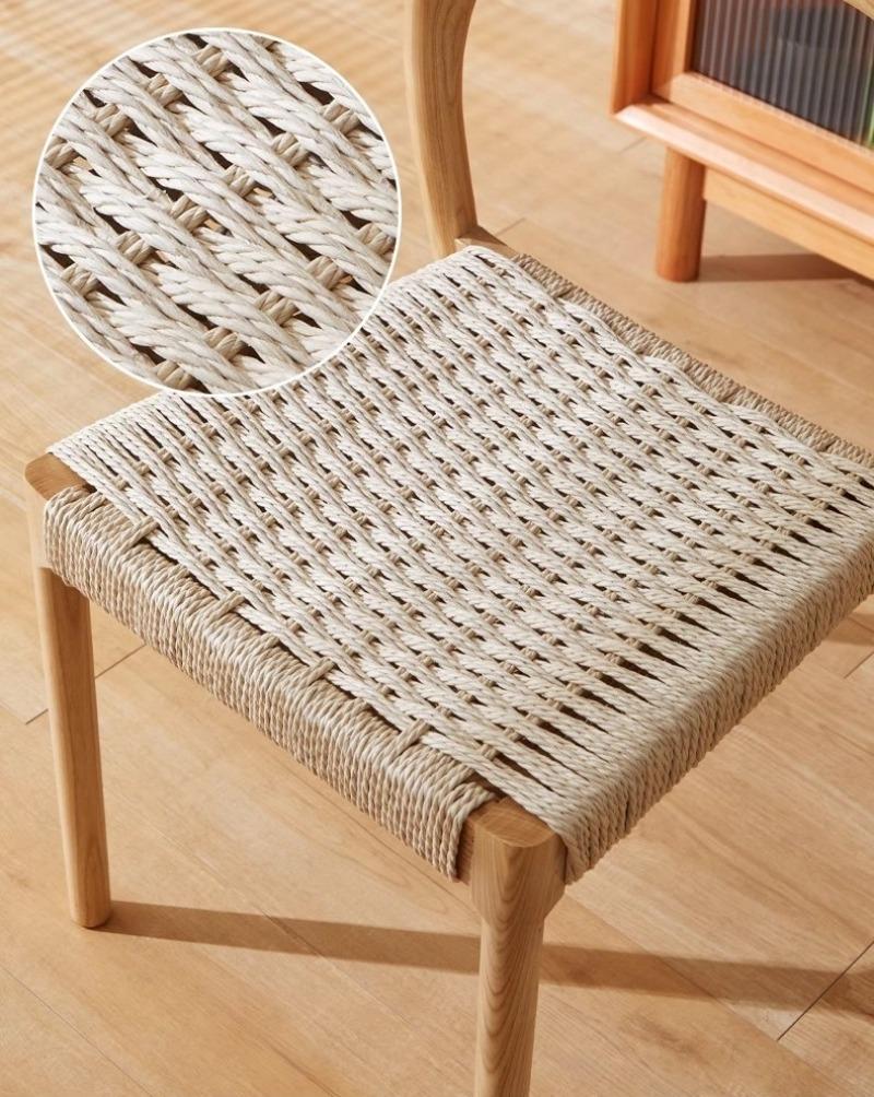 Ghế ăn khung gỗ đệm dây cói nghệ thuật WS7550 9