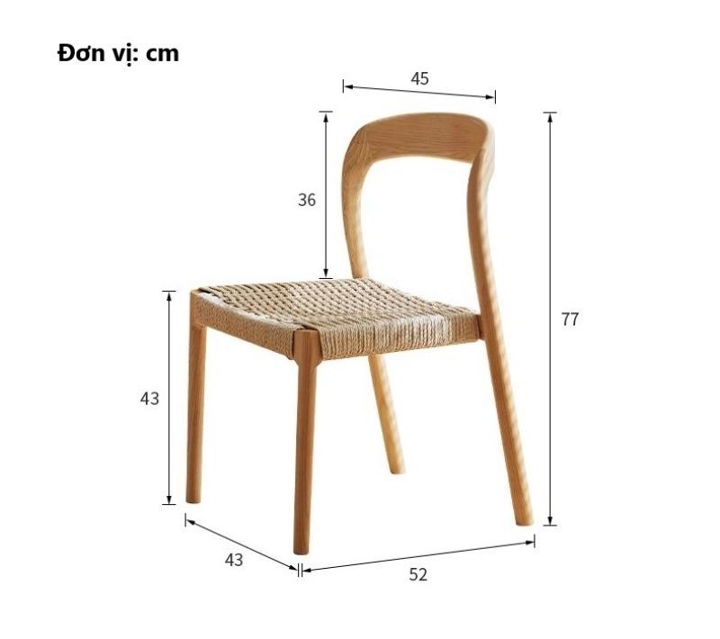 Ghế ăn khung gỗ đệm dây cói nghệ thuật WS7550 12