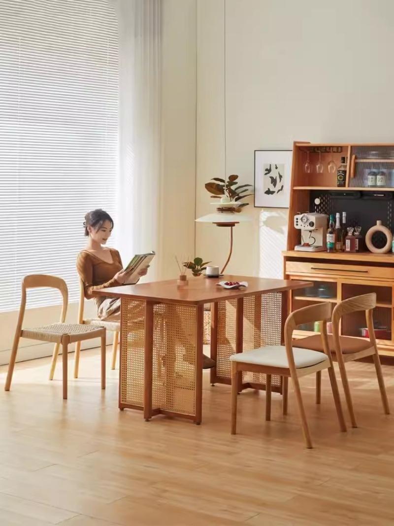 Ghế ăn khung gỗ đệm dây cói nghệ thuật WS7550 7