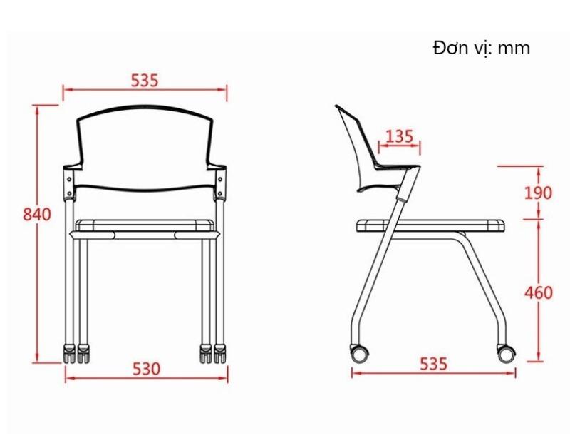 Ghế đào tạo di động tích hợp bảng viết CY0505 16