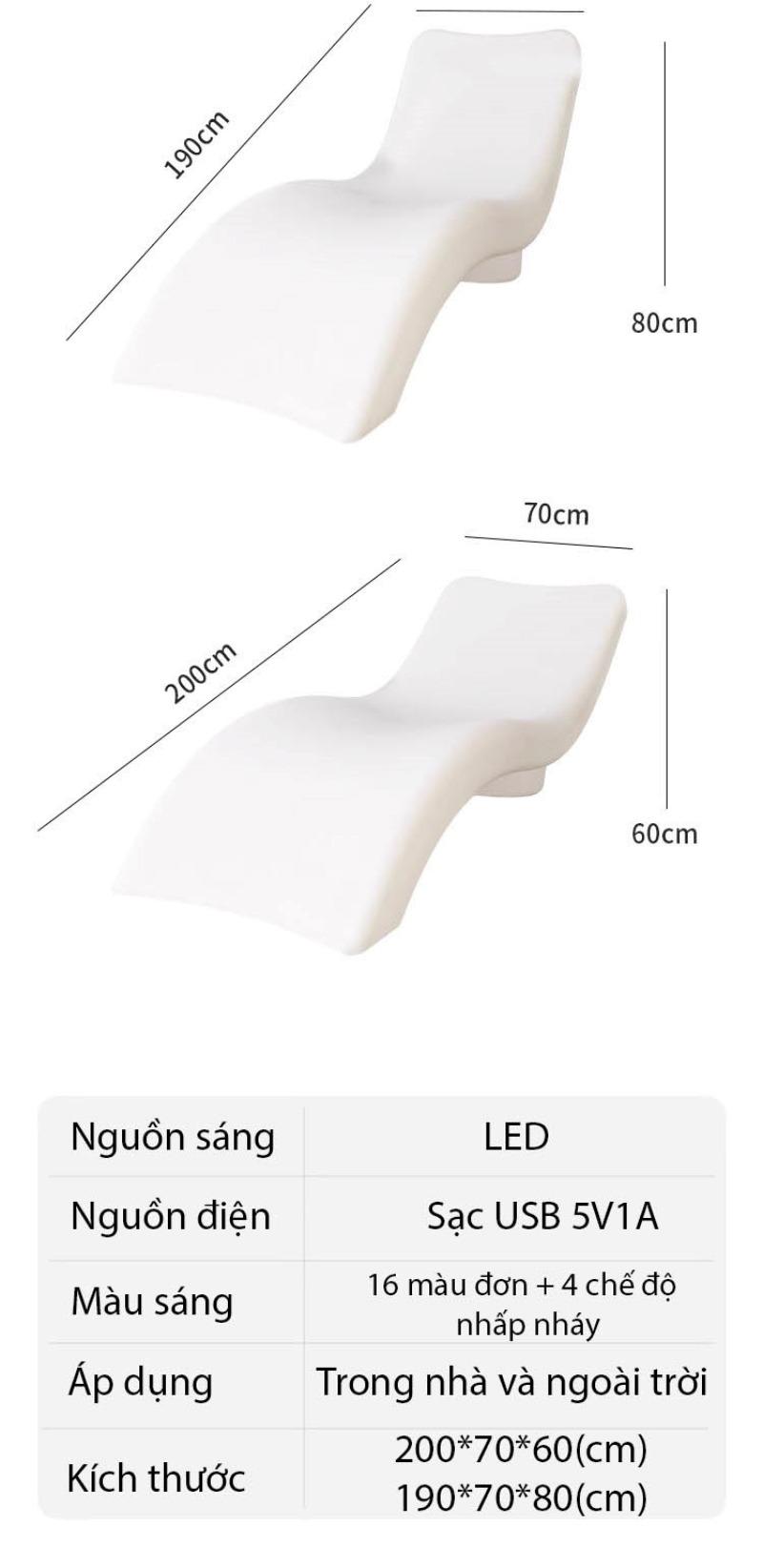 Ghế đèn Led bãi biển hồ bơi thư giãn YL8875 9