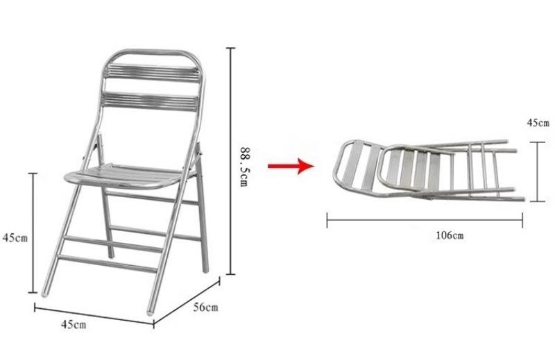 Ghế gấp quán trà sữa ngoài trời bằng inox CRZ201 14