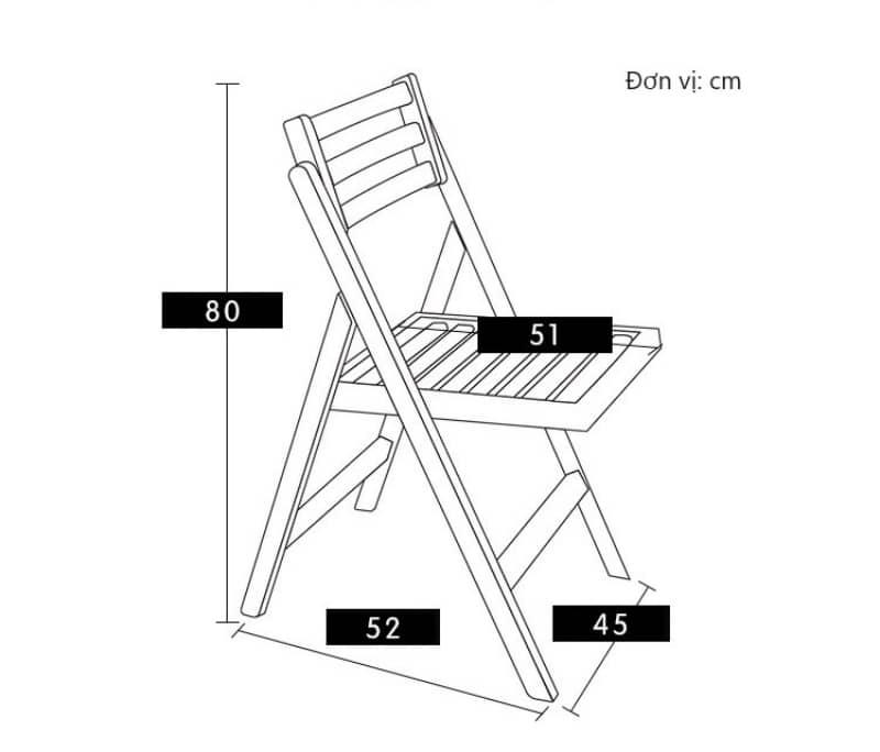 Ghế gỗ xếp gọn ngồi uống trà cafe FOL008 18