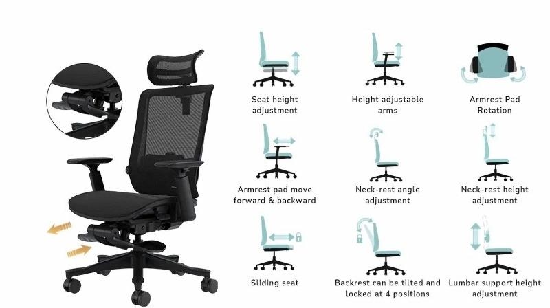 Ghế lưới văn phòng Ergonomic kết hợp footrest SM6BHL 12