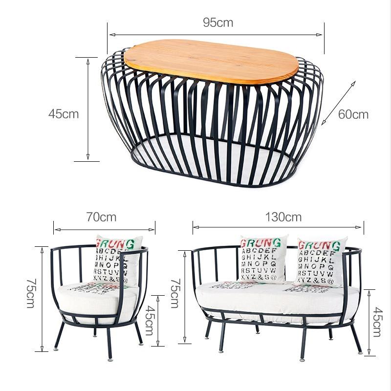 Bàn ghế sofa khung sắt decor quán cafe độc đáo TD2021 12