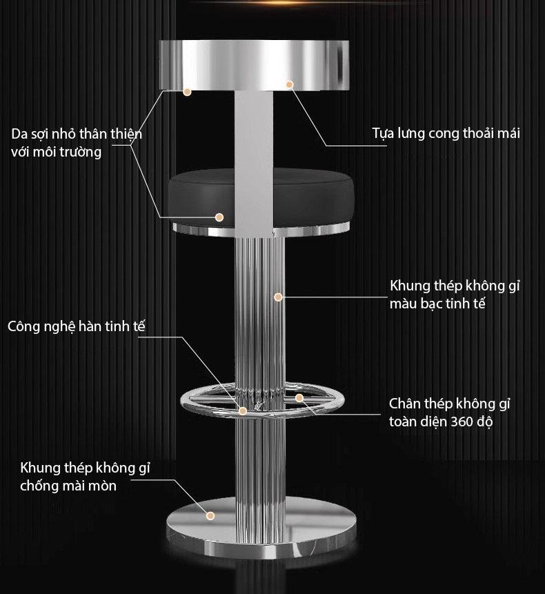 Ghế quầy bar quầy lễ tân mạ bạc tinh tế LLC919 9