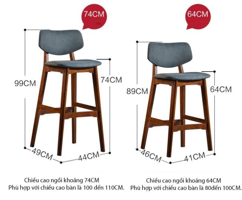 Ghế quầy bar tựa lưng khung gỗ sồi AJ8090 11