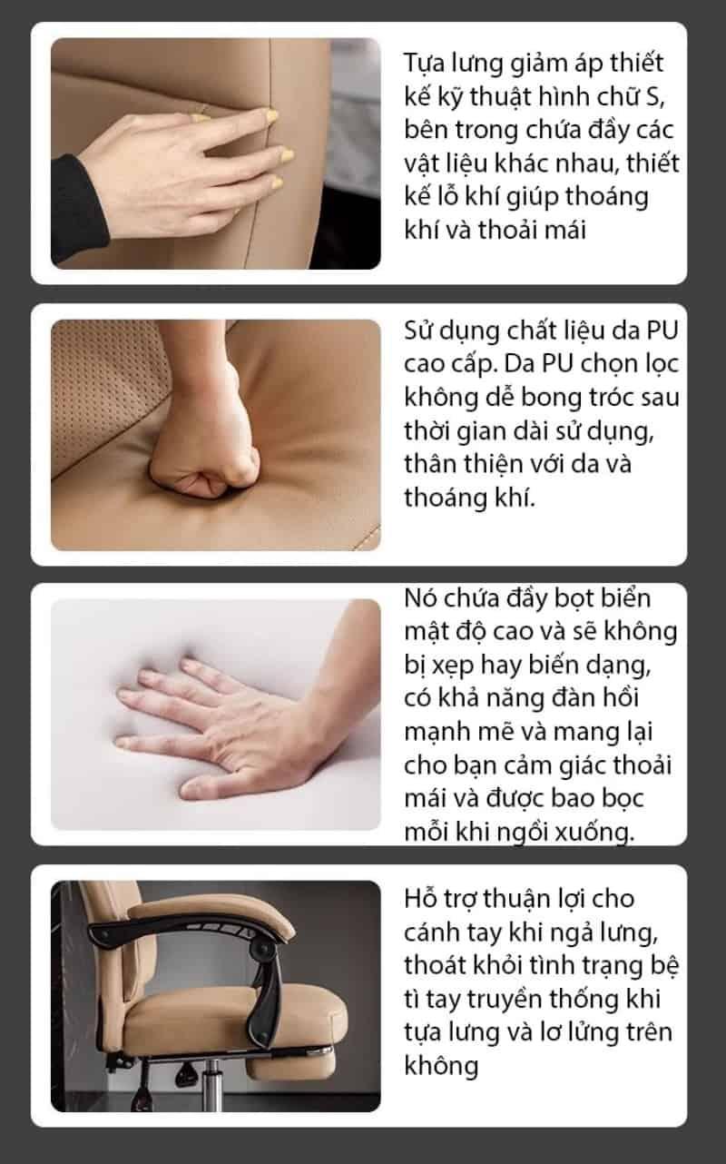 Ghế văn phòng ngả lưng bọc da sang trọng AM7008 13