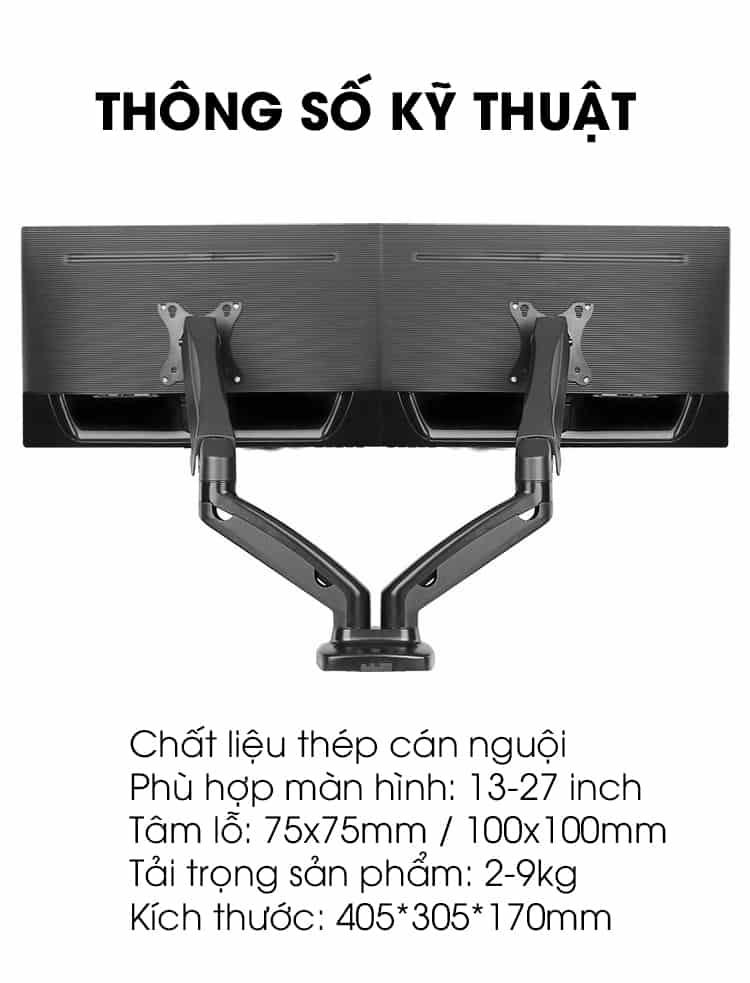 Giá treo 2 màn hình máy tính 13-27 inch BM7176 11