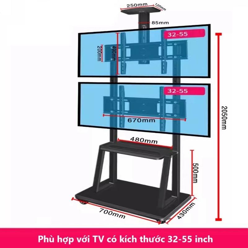 Giá treo 2 màn hình TV song song có bánh xe LZ6811 15