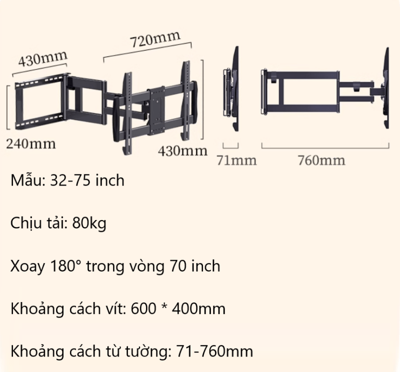 Giá treo tivi đa năng xoay 90 độ HP2082 16