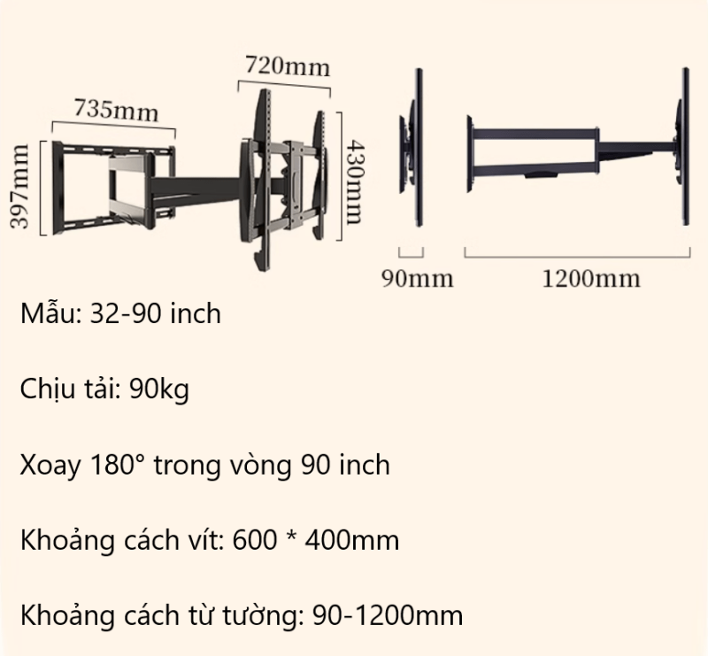 Giá treo tivi đa năng xoay 90 độ HP2082 17