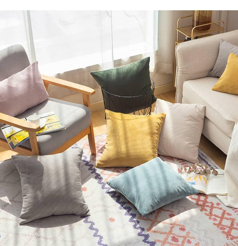 Gối tựa sofa lông nhung trơn tối giản PCH0510 11