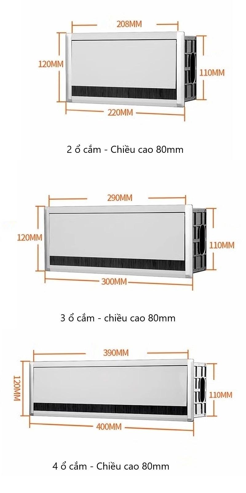 Nắp luồn dây điện âm bàn hợp kim nhôm HP2081 15