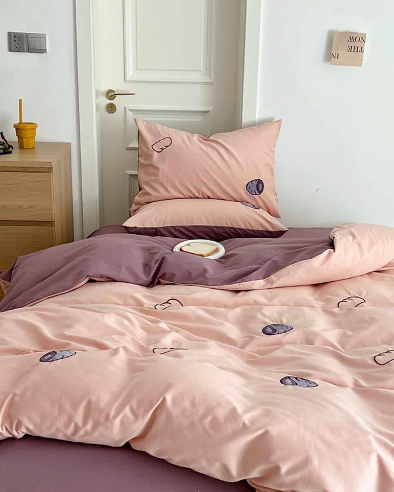 Bộ chăn ga gối cotton họa tiết củ khoai tím MM2275 14