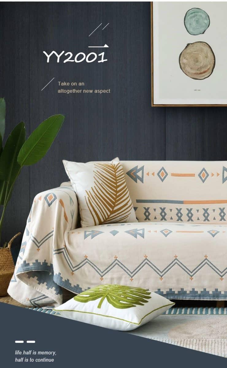 Tấm phủ sofa cotton hoạ tiết cách điệu YY2001A 13