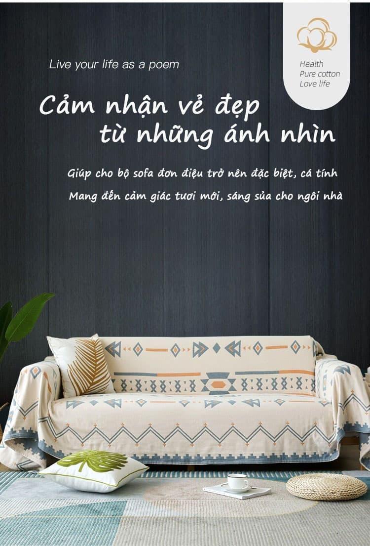 Tấm phủ sofa cotton hoạ tiết cách điệu YY2001A 12
