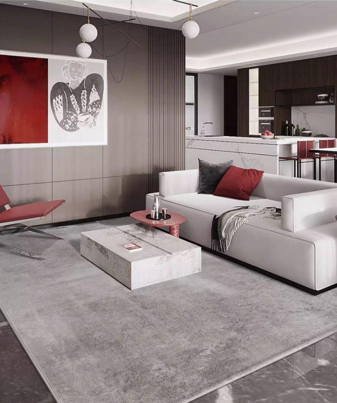 Thảm lót sàn phòng khách màu xám đơn giản hiện đại YN-XKK95 5