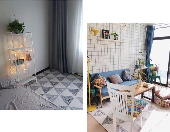 Thảm trải sàn phòng khách họa tiết tam giác tối giản LY3972 7