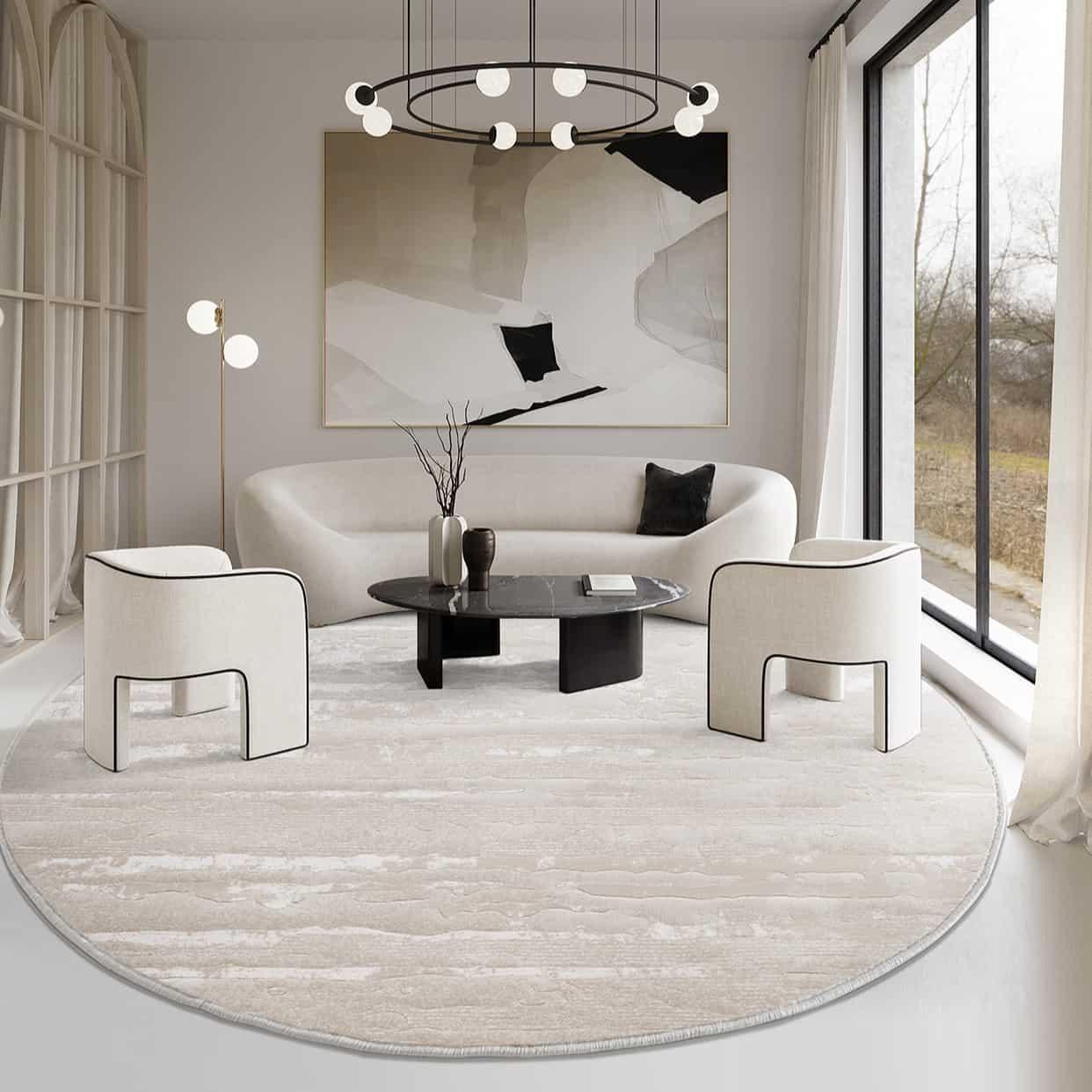 Thảm tròn trải sàn họa tiết màu trơn Bắc Âu FDC3712 5